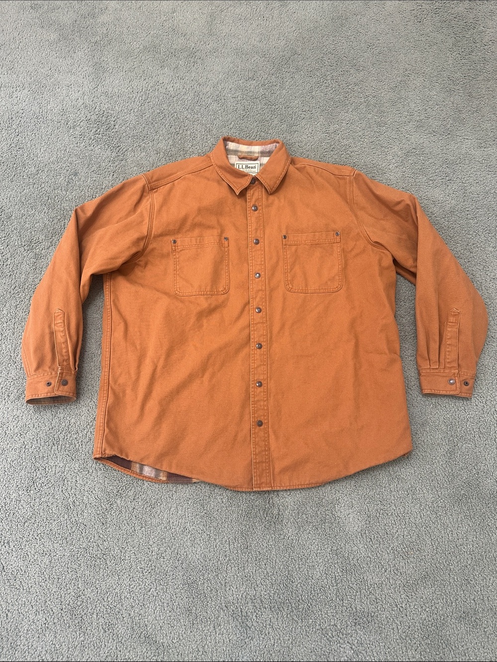 LL Bean Chore Coat Shacket Snap Canvas Flannel Lined Jacket mens XL reg 0YQ21